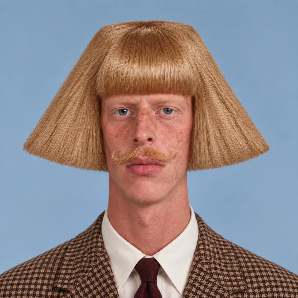 Close-up of Jashford’s geometric ginger haircut